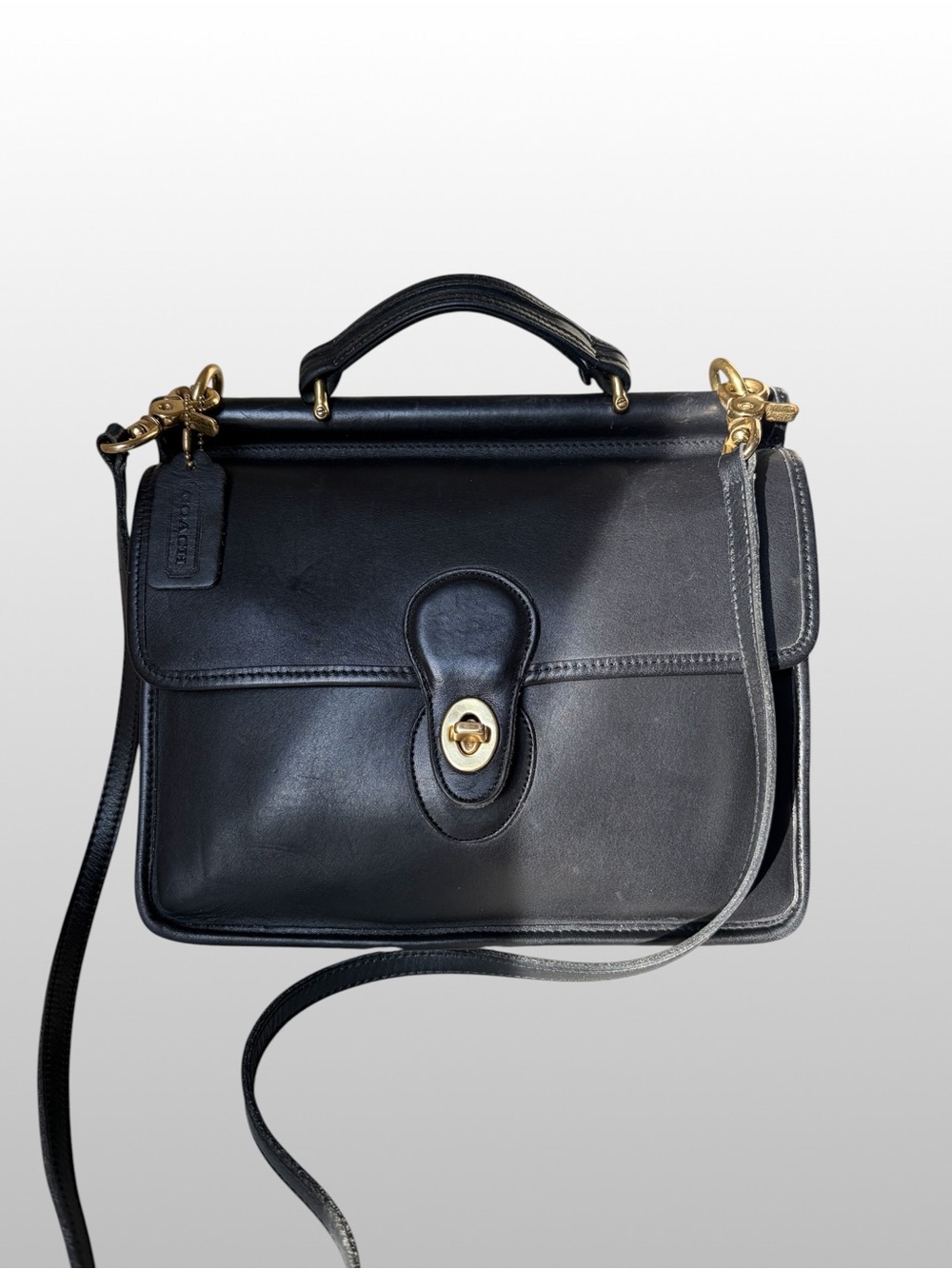 Vintage Coach Willis Bag 9927 Black Glovetanned Leather Crossbody USA 1998